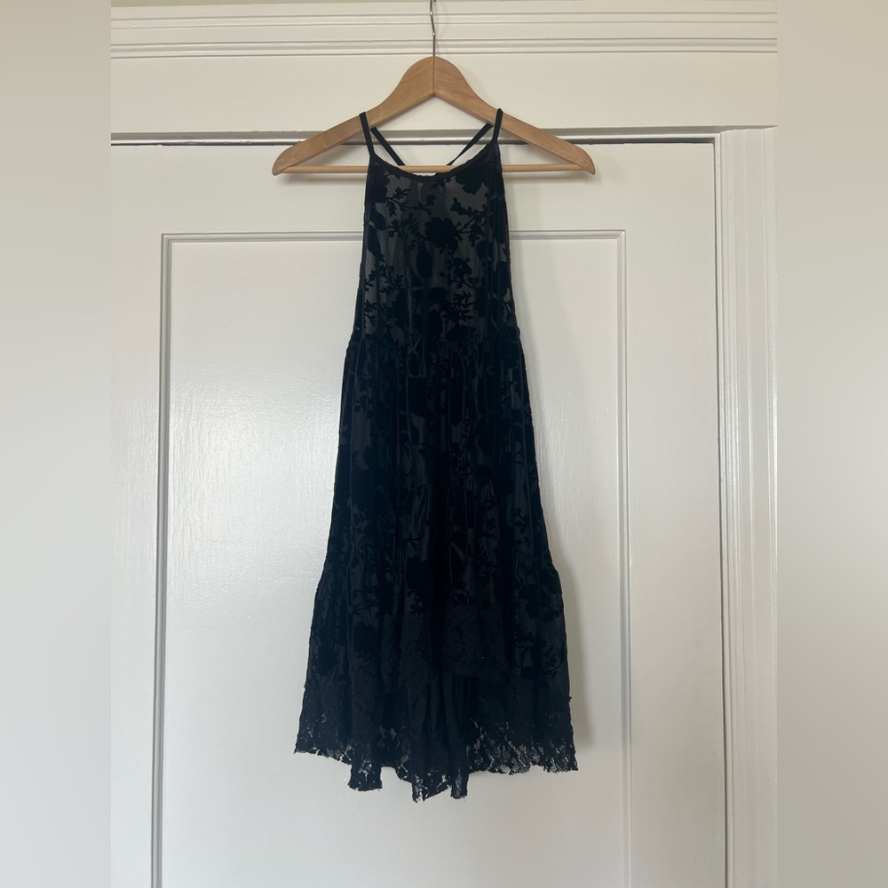Free People Sheer Floral Velvet Swing Dress